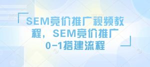 SEM竞价推广视频教程,SEM竞价推广0-1搭建流程-水滴知识网