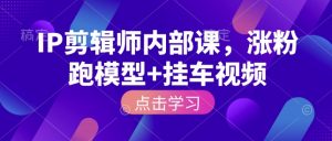 IP剪辑师内部课，涨粉跑模型+挂车视频-水滴知识网
