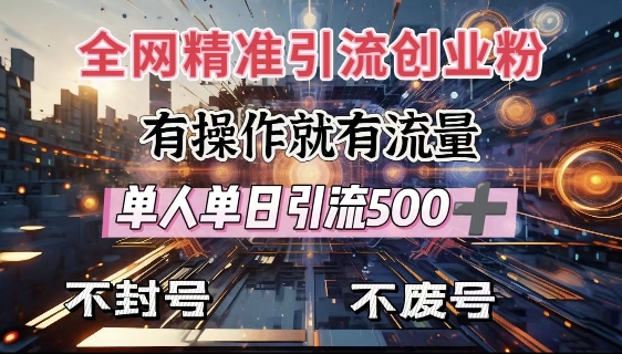 全网独家引流创业粉,有操作就有流量,单人单日引流500+,不封号、不费号-水滴知识网