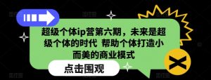 超级个体ip营第六期，未来是超级个体的时代  帮助个体打造小而美的商业模式-水滴知识网