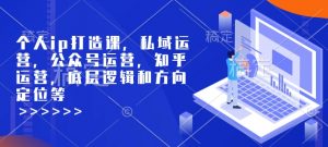 个人ip打造课,私域运营,公众号运营,知乎运营,底层逻辑和方向定位等-水滴知识网