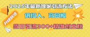 2025年最新独家引流方法,低投入高回报?当日引流300+精准创业粉-水滴知识网