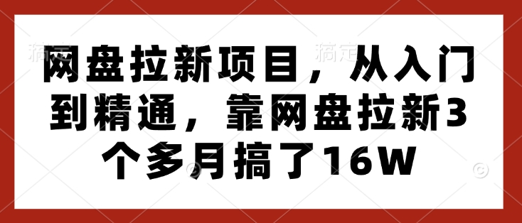 网盘拉新项目,从入门到精通,靠网盘拉新3个多月搞了16W-水滴知识网