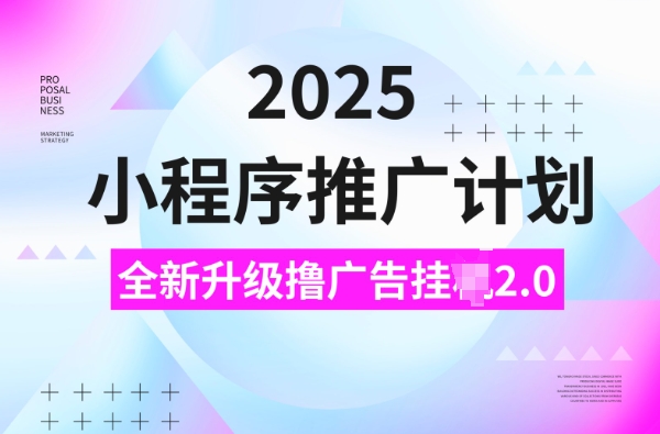 2025小程序推广计划,撸广告挂JI3.0玩法,日均5张【揭秘】-水滴知识网