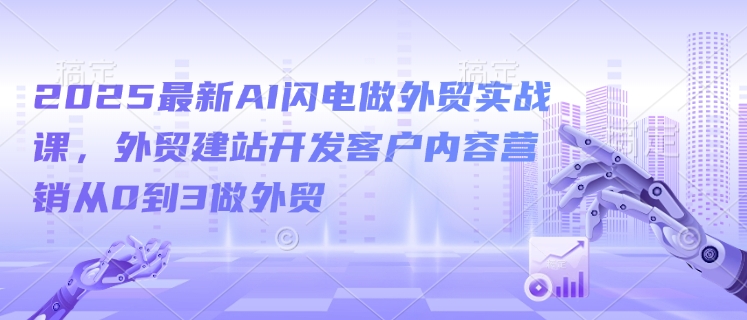 2025最新AI闪电做外贸实战课,外贸建站开发客户内容营销从0到3做外贸-水滴知识网