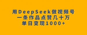 用DeepSeek做视频号,一条作品点赞几十万,单日变现1k-水滴知识网