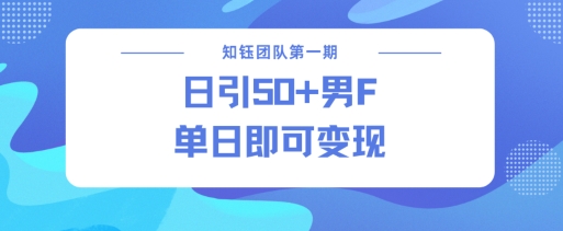男粉引流新方法不违规，当日即可变现-水滴知识网