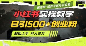 2月小红书最新日引500+创业粉实操教学【超详细】小白轻松上手，月入1W+，附小红书养号起号SOP-水滴知识网