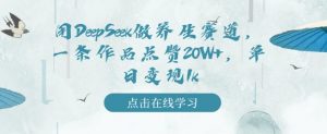 用DeepSeek做养生赛道,一条作品点赞20W+,单日变现1k-水滴知识网