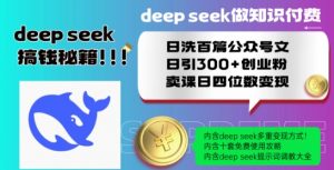 Deepseek做知识付费日洗百篇公众号文日引300+创业粉,卖课日四位数变现保姆级教程!-水滴知识网