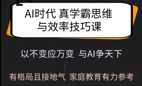 Ai时代真学霸思维与学习方法课,有格局且接地气,家庭教育有力参考-水滴知识网