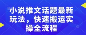 小说推文话题最新玩法，快速搬运实操全流程-水滴知识网