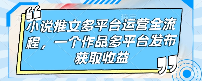 小说推文多平台运营全流程,一个作品多平台发布获取收益-水滴知识网