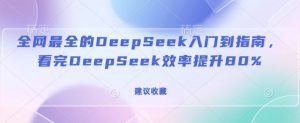 全网最全的DeepSeek入门到指南,看完DeepSeek效率提升80%(建议收藏)-水滴知识网