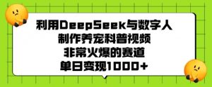 利用DeepSeek与数字人制作养宠科普视频,非常火爆的赛道,单日变现多张-水滴知识网