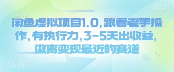 闲鱼虚拟项目1.0,跟着老手操作,有执行力,3-5天出收益,做离变现最近的赛道-水滴知识网