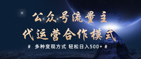 公众号流量主代运营  多种变现方式 轻松日入5张【揭秘】-水滴知识网