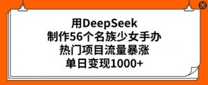 用DeepSeek制作56个名族少女手办，热门项目流量暴涨，单日变现多张-水滴知识网