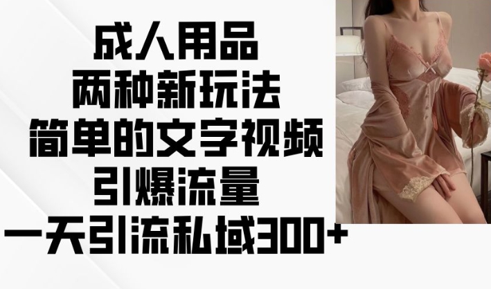 成人用品两种新玩法,简单的文字视频引爆流量,一天引流私域300+-水滴知识网