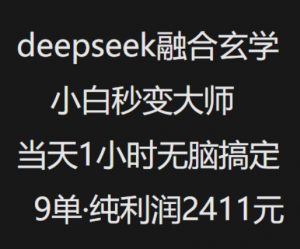 抖音小红书deepseek融合玄学,纯小白秒变大师,当天1小时无脑搞定9单,纯利润上千-水滴知识网