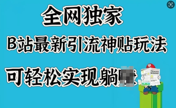 全网独家，B站最新引流神贴玩法，可轻松实现躺Z-水滴知识网
