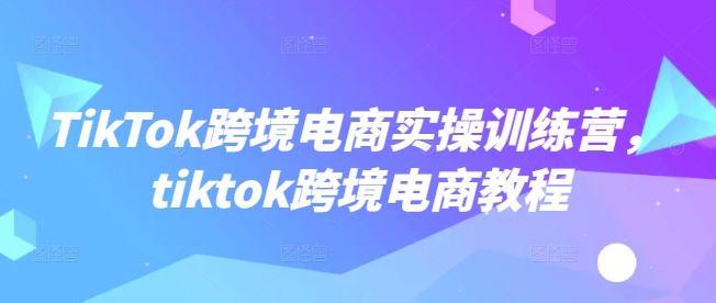 TikTok跨境电商实操训练营,tiktok跨境电商教程-水滴知识网