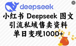 小红书Deepseek图文引流私域售卖资料,单日变现多张-水滴知识网