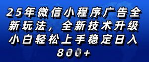 2025年微信小程序全新玩法纯小白易上手,稳定日入多张,技术全新升级,全网首发【揭秘】-水滴知识网