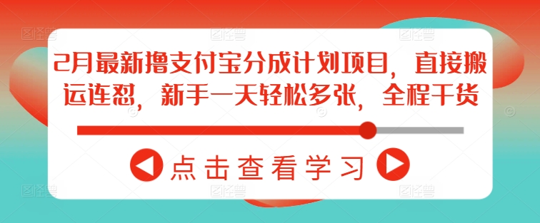 2月最新撸支付宝分成计划项目,直接搬运连怼,新手一天轻松多张,全程干货-水滴知识网