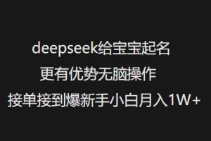 deepseek给宝宝起名更有优势无脑操作接单接到爆新手小白月入1W+-水滴知识网