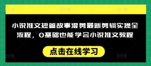小说推文短篇故事混剪最新剪辑实操全流程,0基础也能学会小说推文教程,肯干多发日入多张-水滴知识网