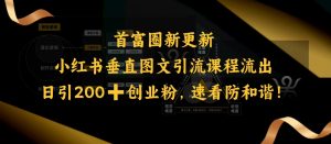 小红书垂直图文引流课程流出,日引200+创业粉,速看防和谐-水滴知识网