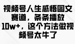 视频号人生感悟图文赛道,条条播放10w+,这个方法做视频号太牛了-水滴知识网