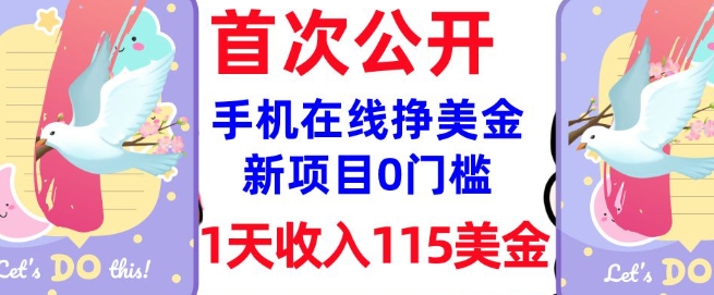 在线挣美金新项目,0门槛,1天收入115美刀,无脑操作,真正被动收入-水滴知识网