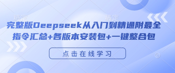 完整版Deepseek从入门到精通附最全指令汇总+各版本安装包+一键整合包-水滴知识网