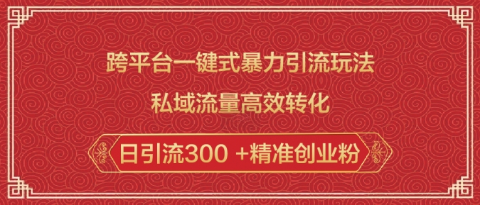 跨平台一键式暴力引流玩法,私域流量高效转化日引流300 +精准创业粉-水滴知识网