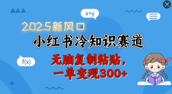 2025新风口,小红书冷知识赛道,无脑复制粘贴,一单变现300+-水滴知识网