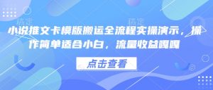 小说推文卡模版搬运全流程实操演示,操作简单适合小白,流量收益嘎嘎-水滴知识网