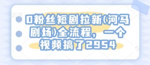 0粉丝短剧拉新(河马剧场)全流程,一个视频搞了2954-水滴知识网