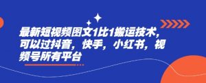 最新短视频图文1比1搬运技术,可以过抖音,快手,小红书,视频号所有平台-水滴知识网