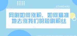 网剧如何涨粉,如何精准地去涨我们的短剧粉丝-水滴知识网