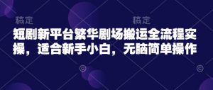 短剧新平台繁华剧场搬运全流程实操，适合新手小白，无脑简单操作-水滴知识网