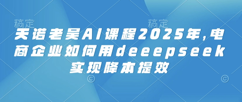天诺老吴AI课程2025年，电商企业如何用deeepseek实现降本提效-水滴知识网