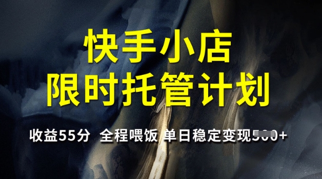 快手小店限时托管计划,收益55分,全程喂饭,单日稳定变现5张【揭秘】-水滴知识网