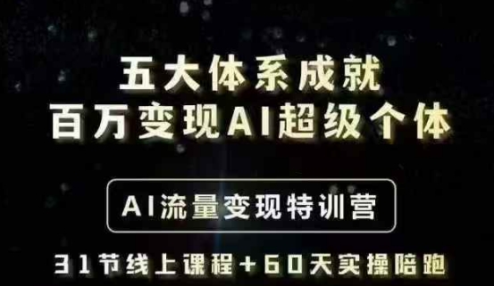 五大体系成就百万变现AI超级个体- AI流量变现特训营,一步一步教你一个人怎么年入百W-水滴知识网
