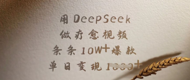 用DeepSeek做疗愈视频，条条10W+爆款，单日变现多张-水滴知识网
