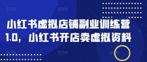 小红书虚拟店铺副业训练营1.0，小红书开店卖虚拟资料-水滴知识网