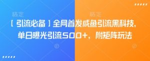 【引流必备】全网首发咸鱼引流黑科技，单日曝光引流500+，附矩阵玩法【揭秘】-水滴知识网