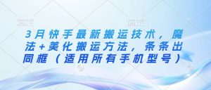 3月快手最新搬运技术，魔法+美化搬运方法，条条出同框（适用所有手机型号）-水滴知识网