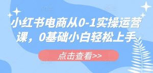 小红书电商从0-1实操运营课，0基础小白轻松上手-水滴知识网